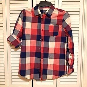 ARIZONA Jean Co Boy's L Button Down Plaid Shirt NEW